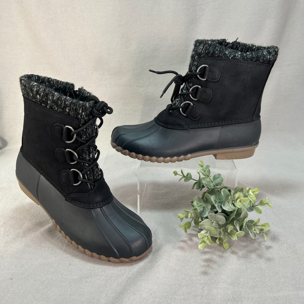 Waterproof Black Duck Boots Winter Snow Warm Cozy Outdoor Chore Utility Womens 6